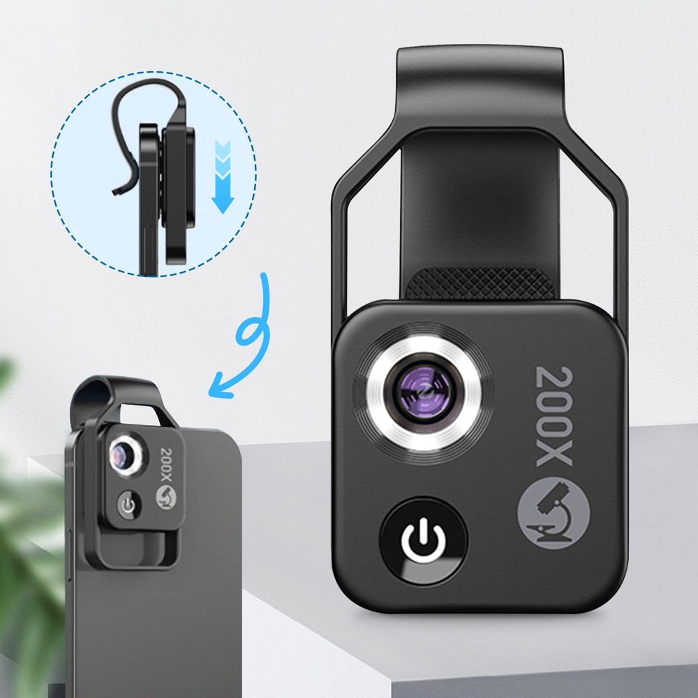 200X Magnification Microscope Lens HD USB-C Charging Phone Camera Attachments