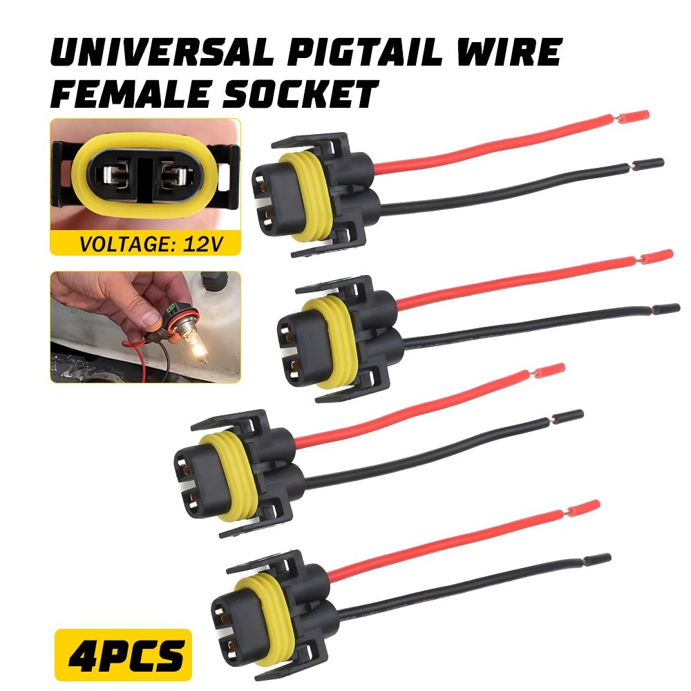 Wire Pigtail Female S H11 Two Harness Head Light Low Socket Connector Plug