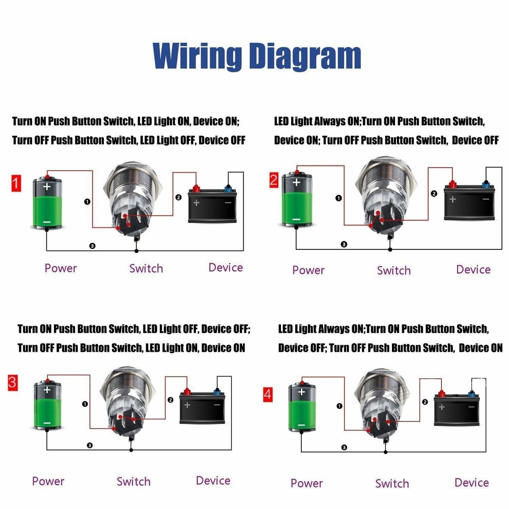 New Useful Push Button Switch On Off Self-locking Stainless Steel 12V DC