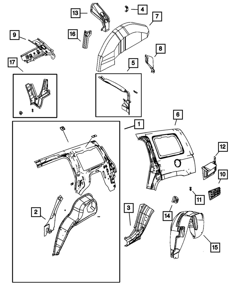 Genuine Mopar Quarter Inner Reinforcement Left 5160089AB