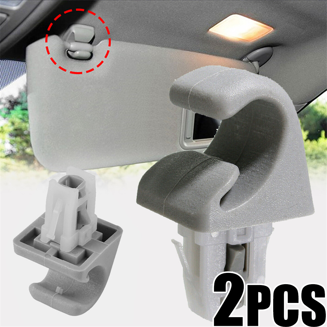 For Toyota Camry Corolla Highlander Prius Gray Sun Visor Clip Holder Bracket  2x