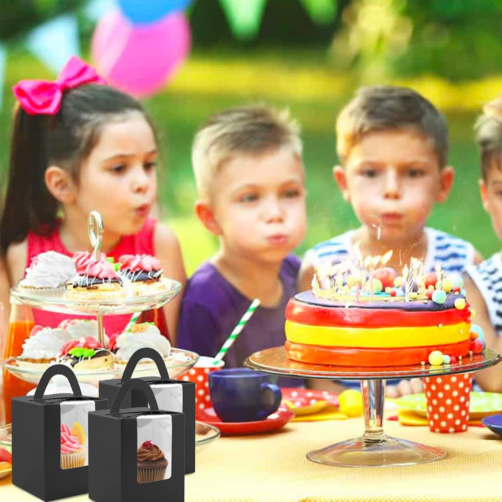 30 Pack Portable Cupcake Boxes Individual Cupcake Containers with Handle
