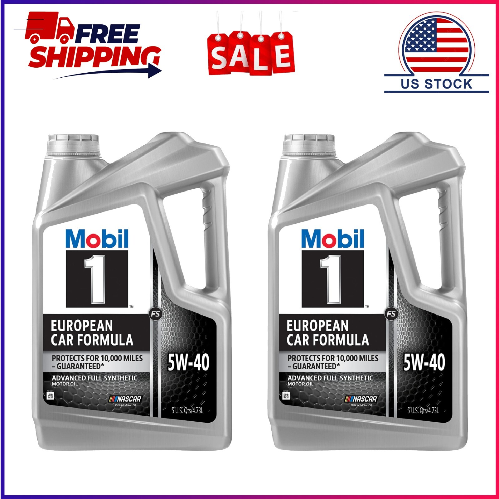 2 Pack, Mobil 1 FS European Car Formula Full Synthetic Motor Oil 5W-40, 5 Quart