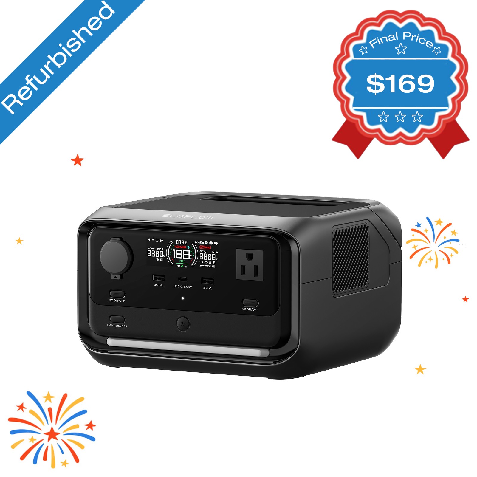 EcoFlow River 3 Plus 286Wh Portable Power Station LiFePO4 Battery Refurbished