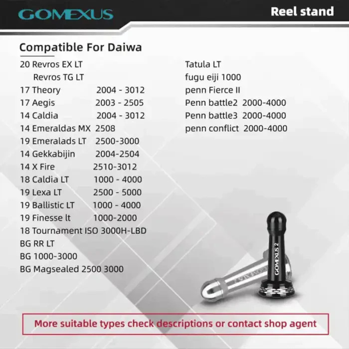 Gomexus R2 Aluminum Reel Stand 42mm for Daiwa BG 1000-3000 Aegis Exceler LT 2500