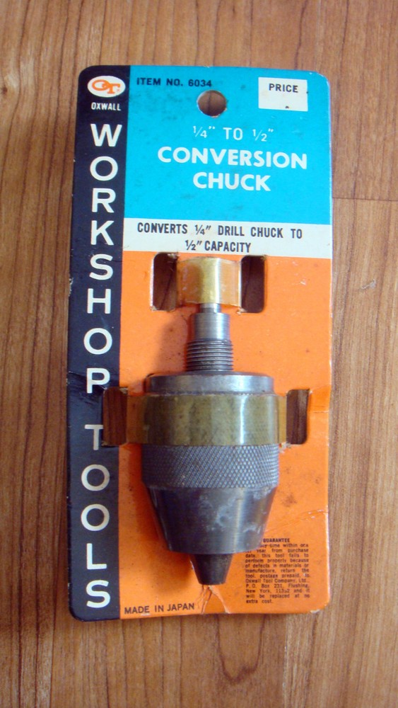 Vintage NOS Oxwall Tools 1/4" to 1/2" Drill Chuck Conversion #6034