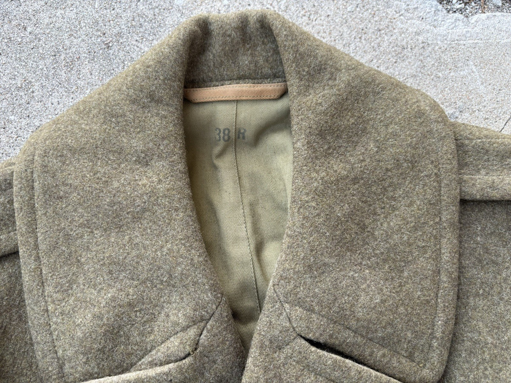 US WWII OD Enlisted Man's Wool Overcoat Size 38R with Sergeant First Class