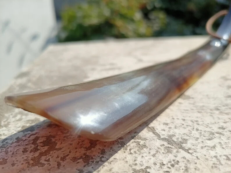 Shoe Horn Long Handle Ox Natural Finished Real Horn Personalized Unisex Gift