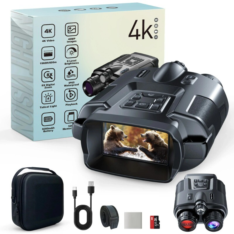 4K Night Vision Binoculars Tactical Light 5000mAh Infrared Vision Night Goggle