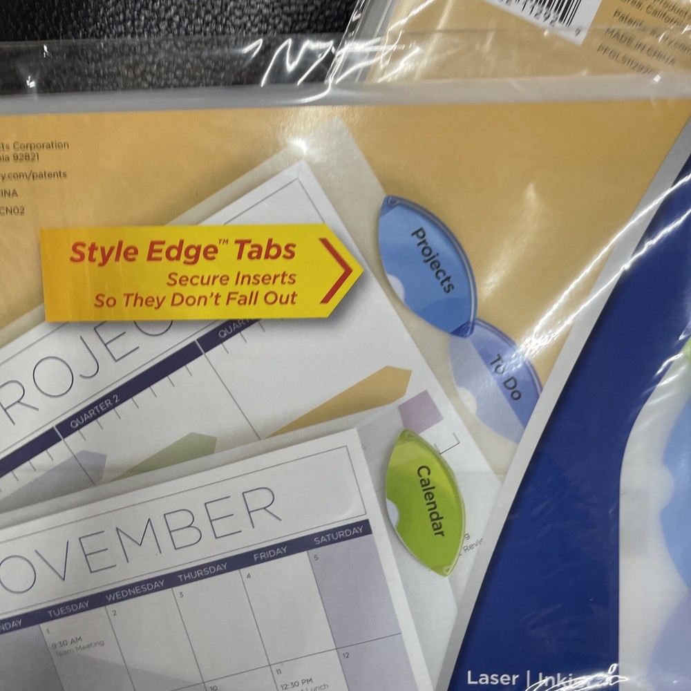 (3) Avery Plastic 5-Tab Binder Dividers with Pockets, Style Edge Insertable