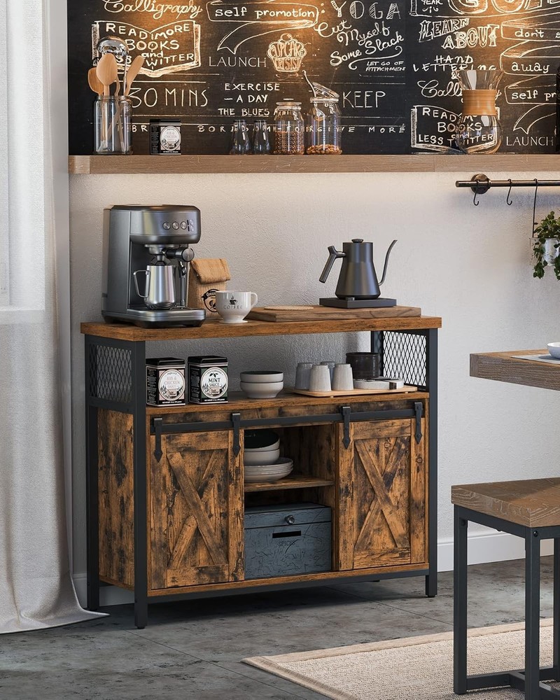 Versatile Coffee Bar Storage Cabinet with Adjustable Shelves - Sturdy Design
