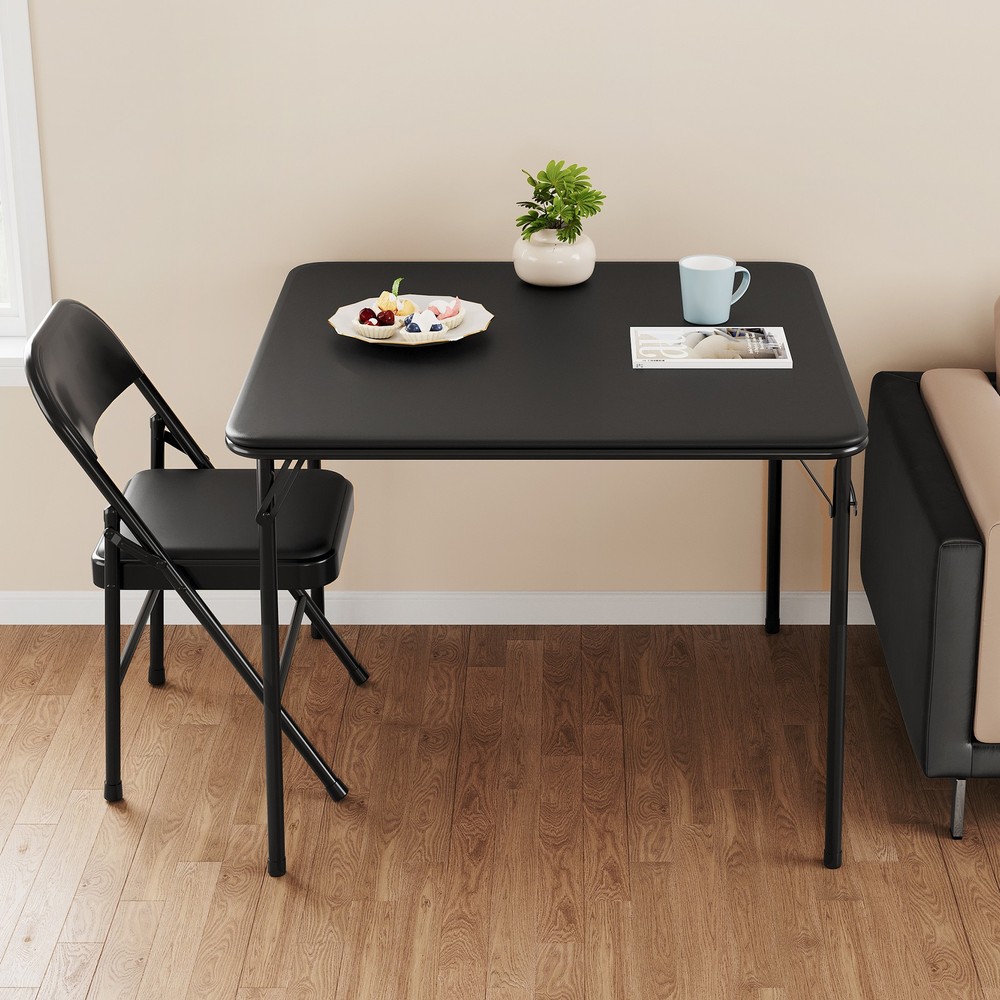 Portable folding Table Chess and Card Tables as a camping table work table black