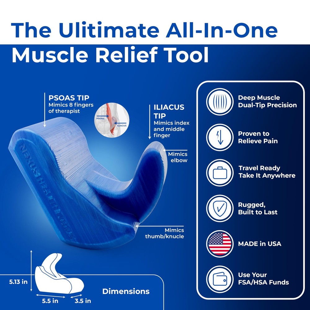 Adjustable Rotating Psoas Muscle Release Tool Hip Flexor Glute Back Sciatica