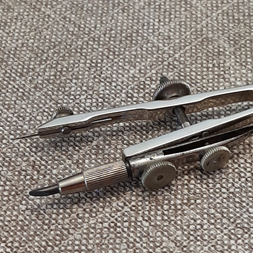 Vintage Antique Temple Compass Drafting Set Measuring Tools In Original Case