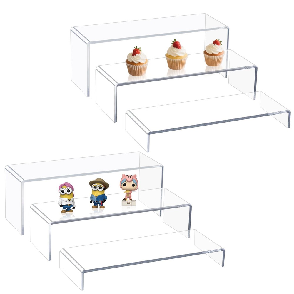 Acrylic Display Risers 6pcs 12'' Large Stands Thickened to 0.2''(5mm) Stackable