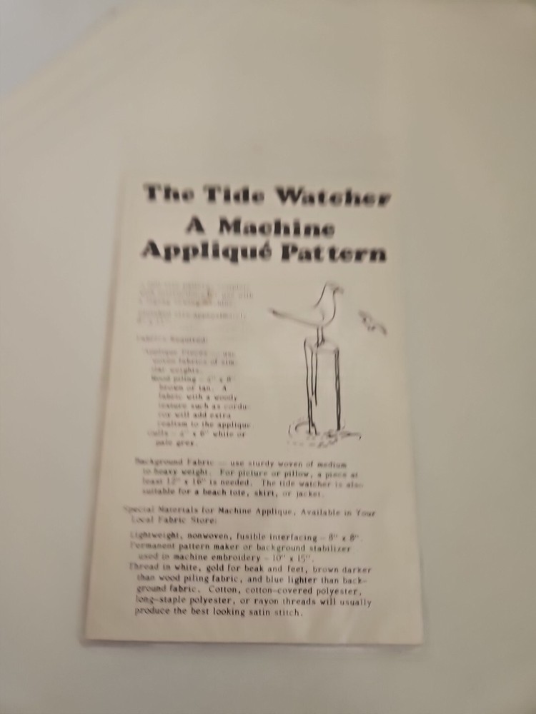 Machine Applique Pattern - Tide Watcher - 8" x 11" Yours Truly