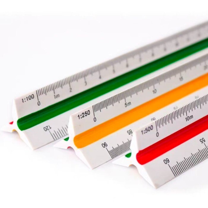 30cm/12" Solid Plastic Metric Triangular Scale Ruler Architect Engineers 1PC
