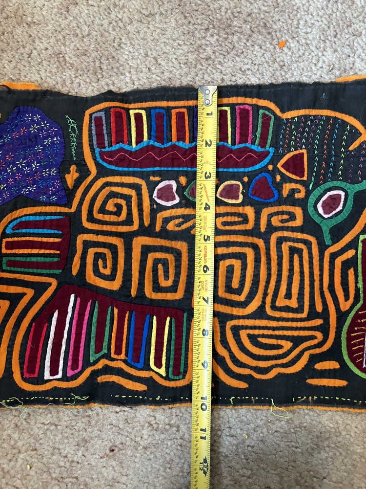 Mola Kuna Panama Applique Needlework Textile Panel Vintage Hand Made