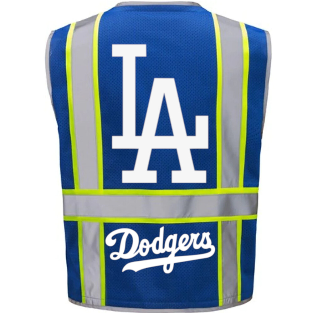 ⚾🦺LOS ANGELES DODGERS SAFETY PPE VEST W/SILVER REFLECTIVE LOGO M/L/XL/2XL-4XL