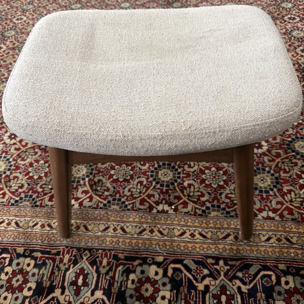 Upholstered Wood Footstool Gray/Brown - Baxton Studio