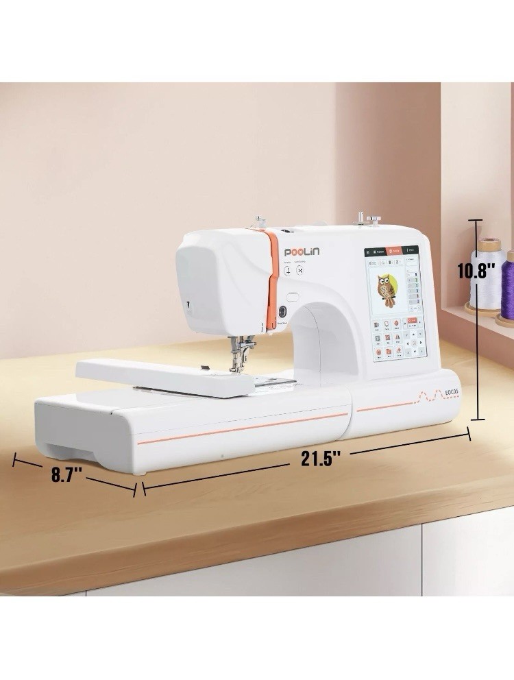 POOLIN EOC05 Embroidery Machine Computerized Touchscreen with accessories.