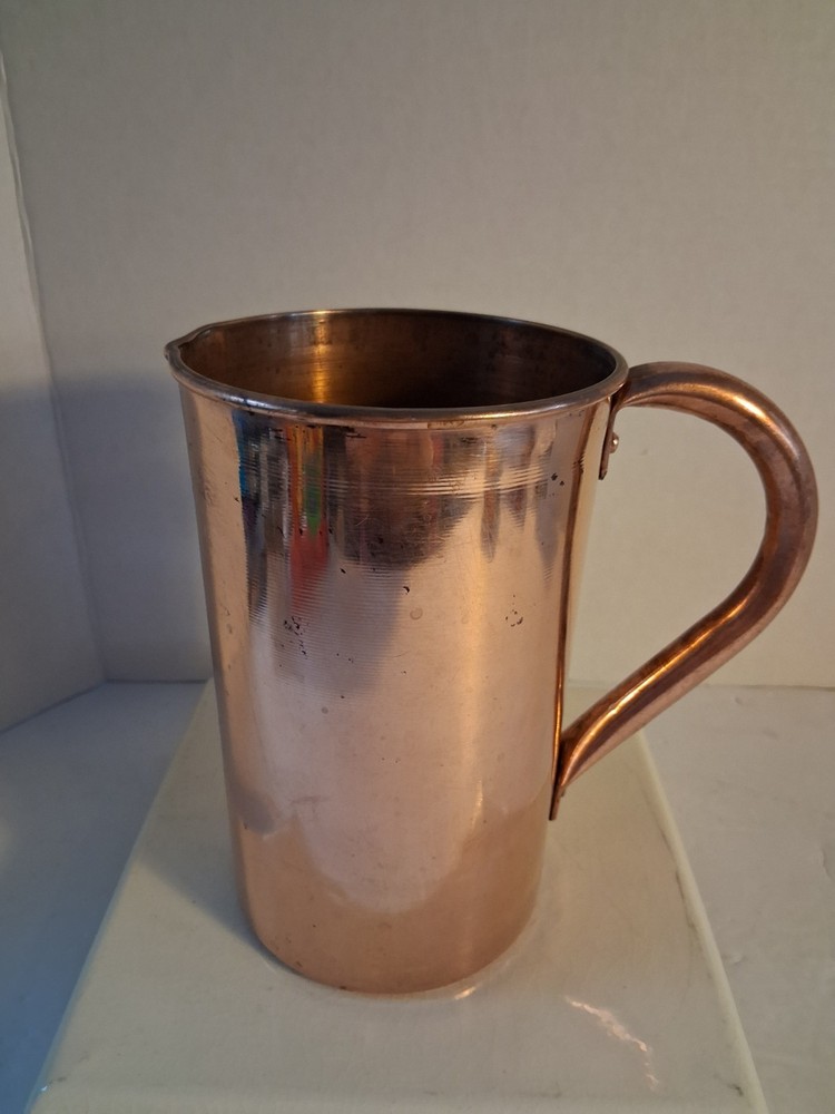 Copper Water Pitcher/Floral Vase; Pretty! EUC!
