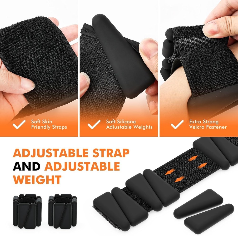 Versatile 1 LB Adjustable Wrist Weights - Perfect for Pilates & Running