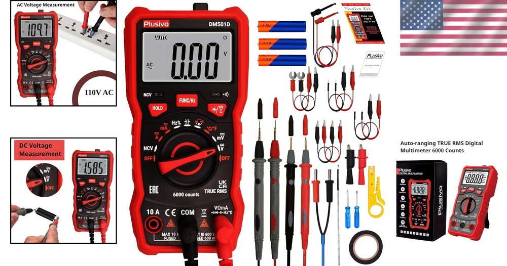 Multimeter 6000 Counts Digital Multimeter Auto Ranging TRMS AC DC Voltmeter Ohm