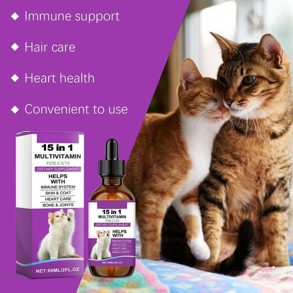 15-in-1 Cat Vitamins and Supplements Liquid Drops- |us`