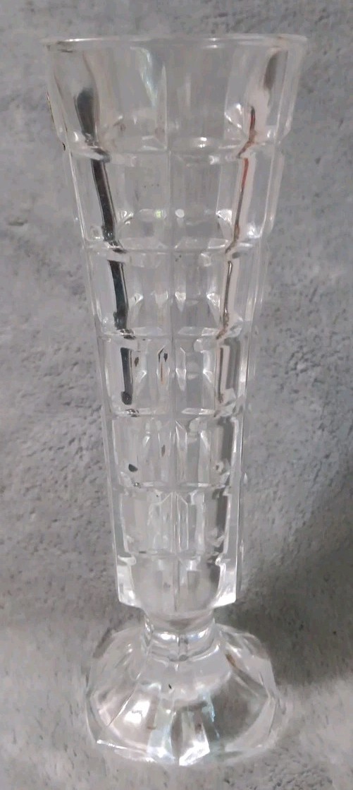 Cristal d' Arques Bud Vase Genuine Lead Crystal 24% France Square Cut Design