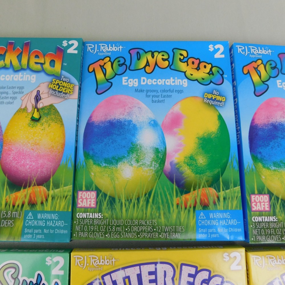 12 Box Easter Egg Decorating Coloring Kits Glitter Speckled Tie Dye Marble #9484