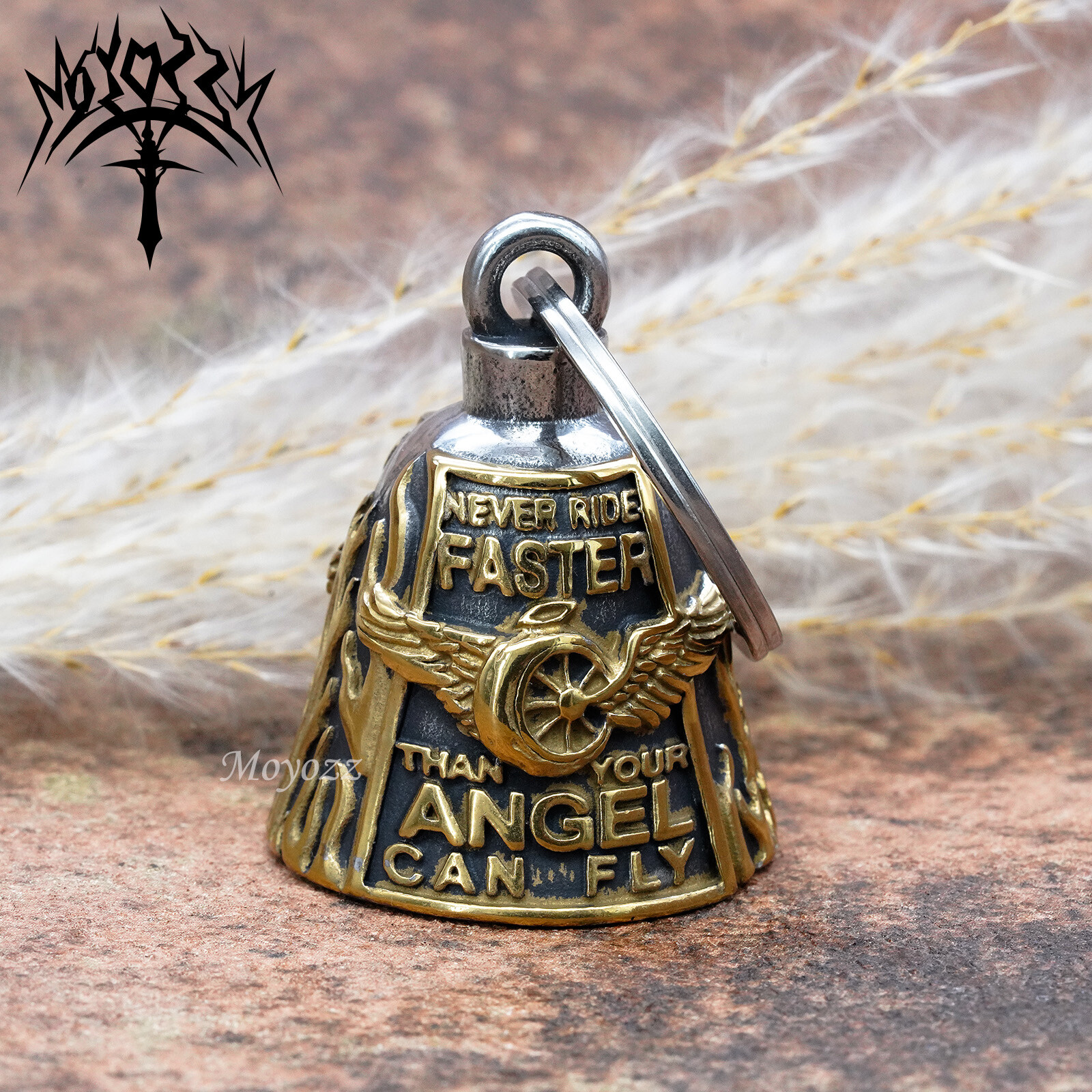 Wing Wheel Motorcycle Biker Bell Hanger Biker Luck Gremlin Ride For Mens Gift