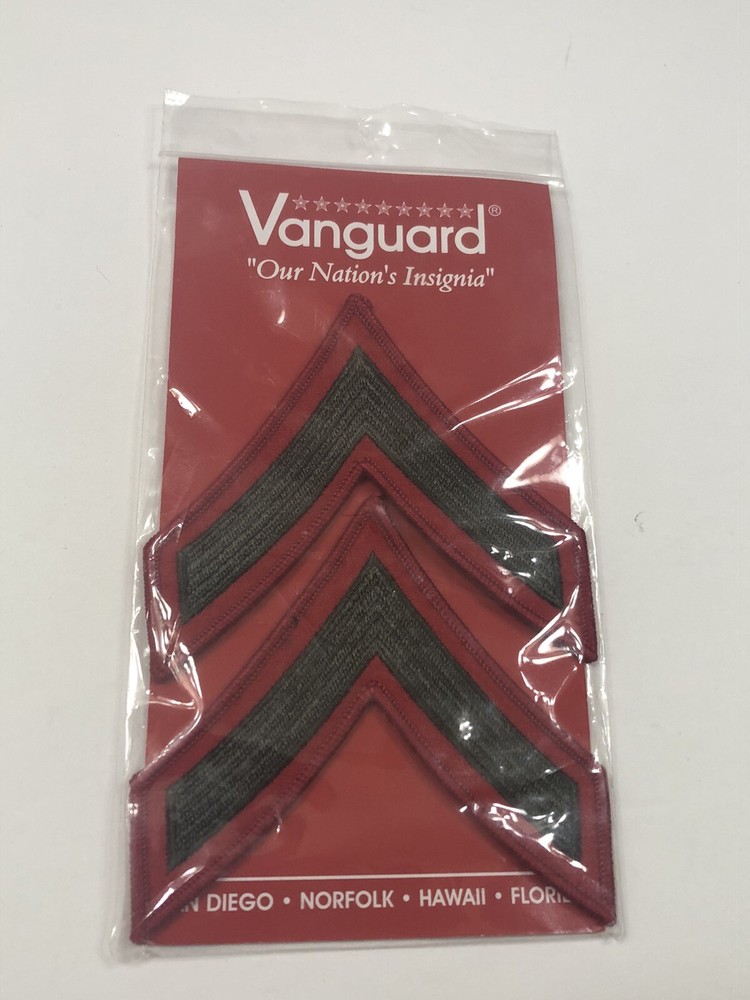 USMC Private First Class PFC Marines Chevrons PATCH set Green / Red & Brown /Red