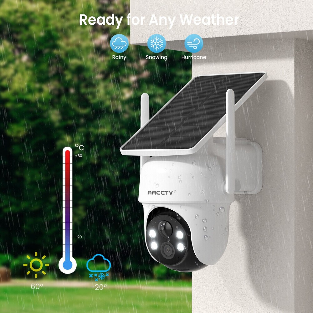 ARCCTV Solar Powered Wireless Security Camera System Outdoor Audio 2-Camera Kit