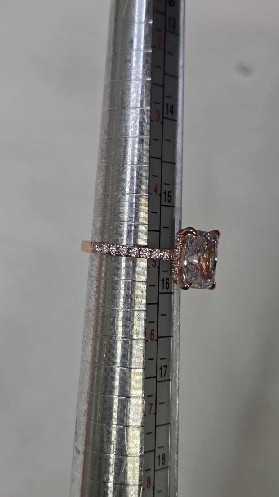 14K Rose Gold-Plated, SS925, Radiant Cut Moissanite Engagement Ring (1546)