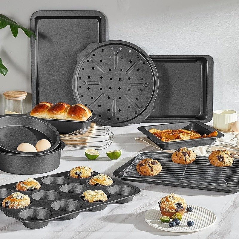 10 Piece Nonstick Baking Set Carbon Steel Bakeware Stackable Kitchen Essentials
