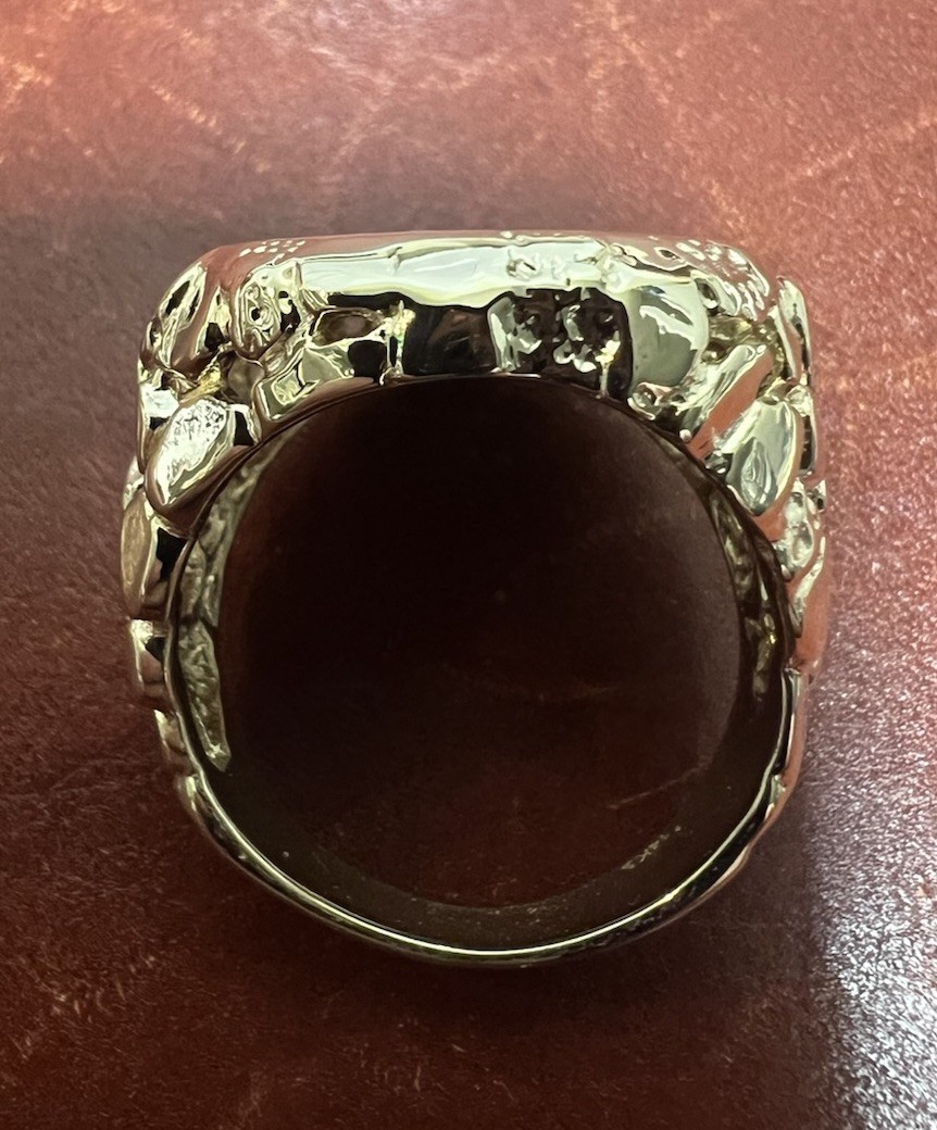 14k Yellow Gold Nugget Ring & 21.6 K Indian Head Coin Approximately 16-17 Grams!