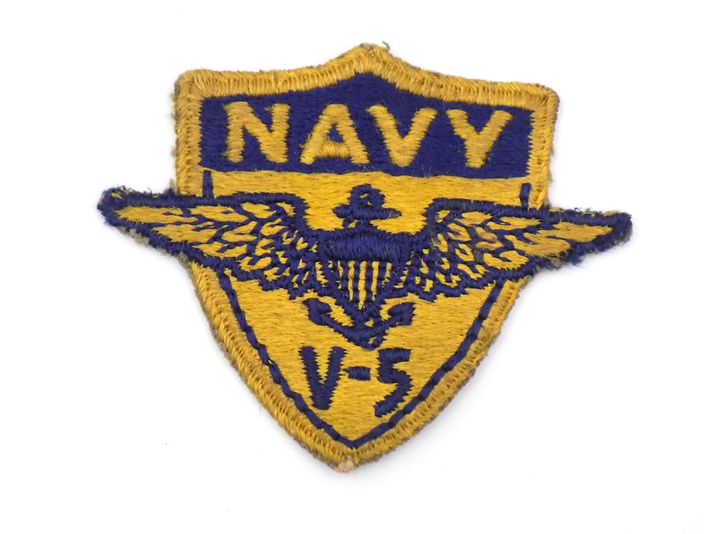 Original WWII US Navy V-5 Pilot Cadet Training Green-Back Patch
