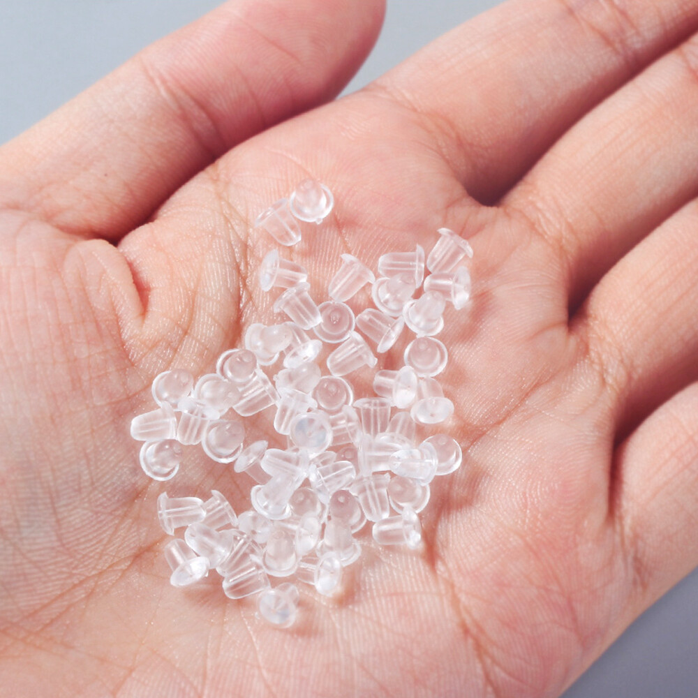 100pcs Silicone Earring Back Rubber Earring Back Stopper Cap Soft Clear Earring