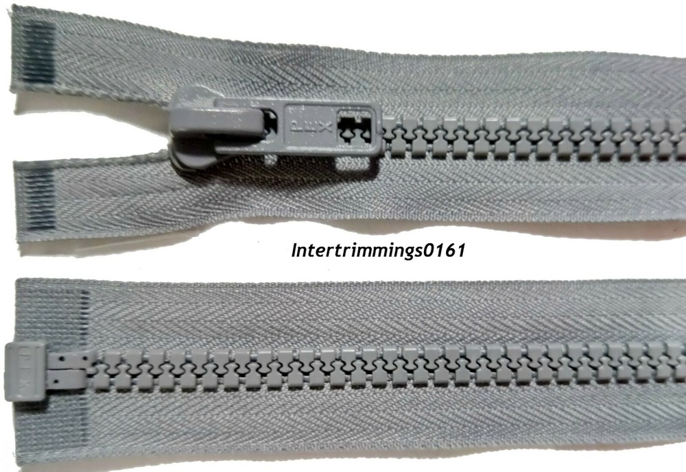 ZIP GREY, PEX, 30"/76CM, CHUNKY TEETH PLASTIC OPEN END NO 8 HEAVY DUTY