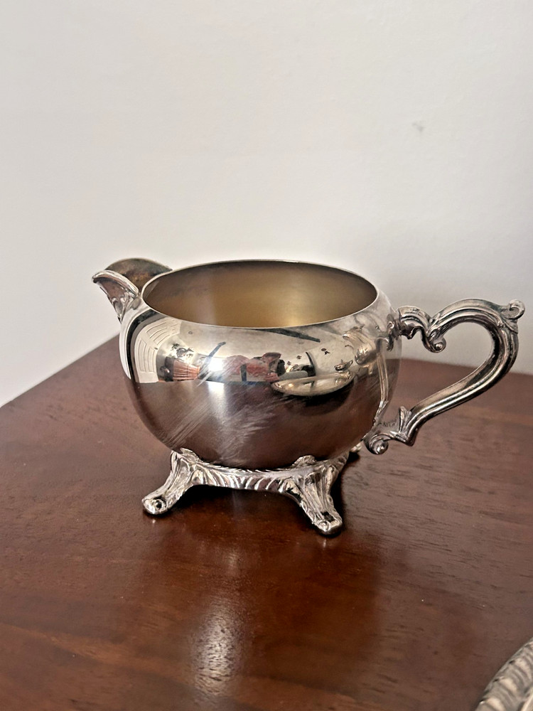 Vintage WM Rogers 4-Pc Silver Plate Tea Set w/ #0870 Tray American Classic