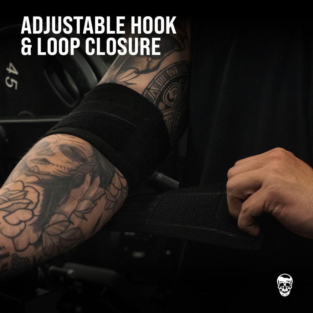 Weightlifting Elbow Wraps (1 Pair) - Flexible 40'' Elbow Compression Strap & ...