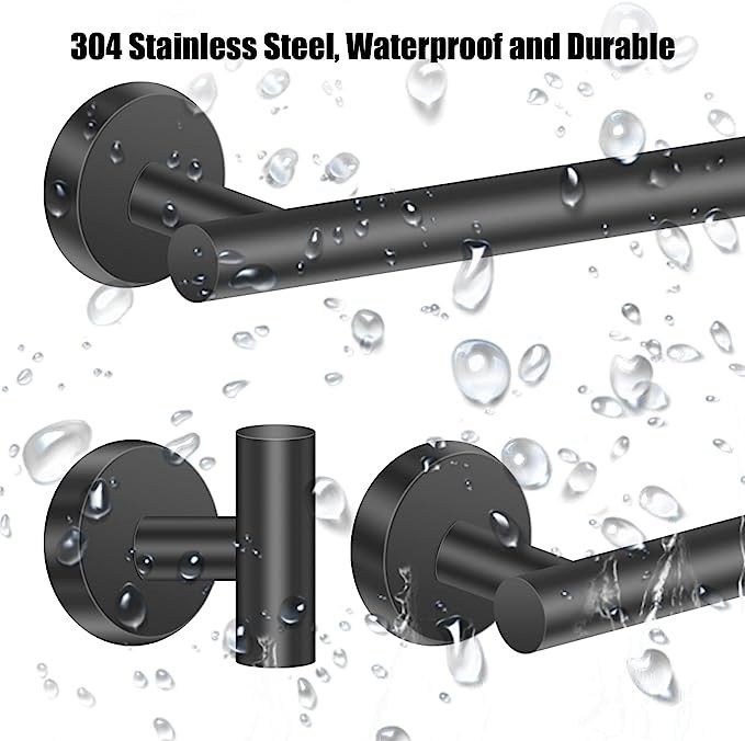 Bathroom Hardware Accessories Set Towel Bar Set Black 6pcs