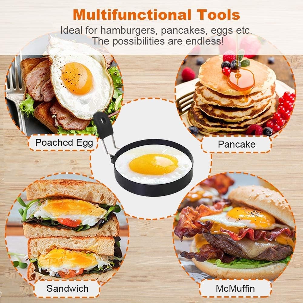 Multi-Functional 3.5" Egg Rings Set for Perfectly Shaped Breakfast Delights