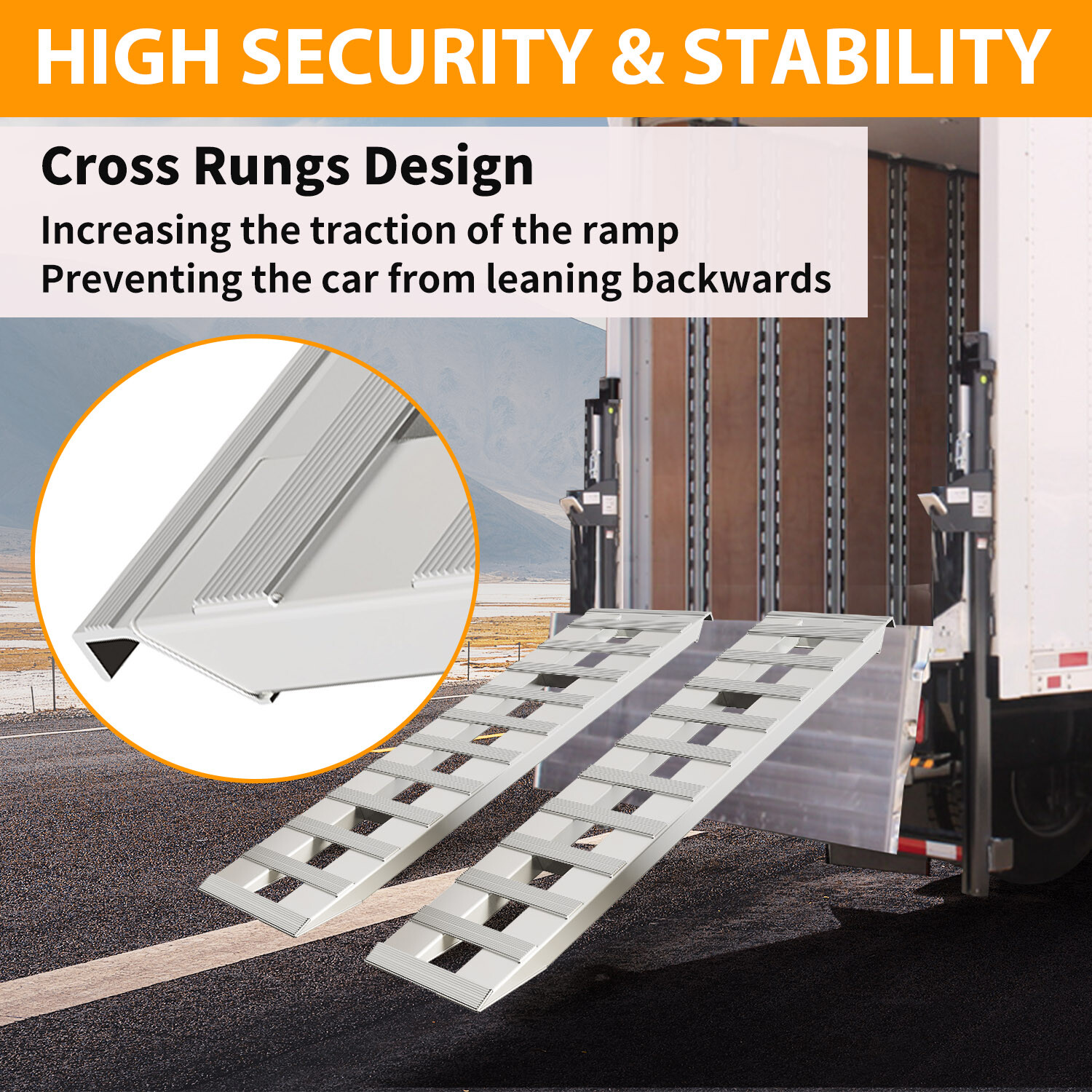 Pair For 60''X15" Aluminum Ramps 6800 LBS Truck Car Auto Trailer Ramps Hook End