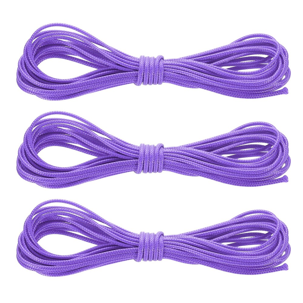 3Pcs Waxed Polyester Cord, 5.5 Yard 2mm Wax Bead Thread String, Light Purple