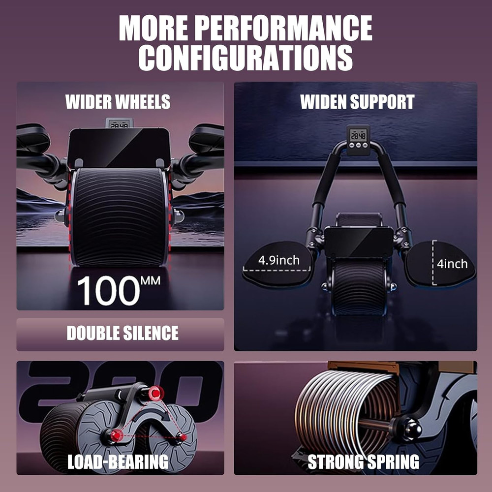 Ab Roller Wheel with Elbow Support, Automatic Rebound Abdominal Wheel,Ab Roller