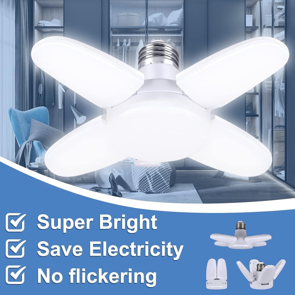 E27 LED Garage Light Bulb 28W Deformable Ceiling Fixture Lights Workshop Lamp