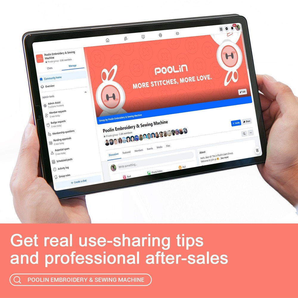 POOLIN EOC06 Computerized Embroidery Machine 7.9*11 Large area LCD Touch Screen