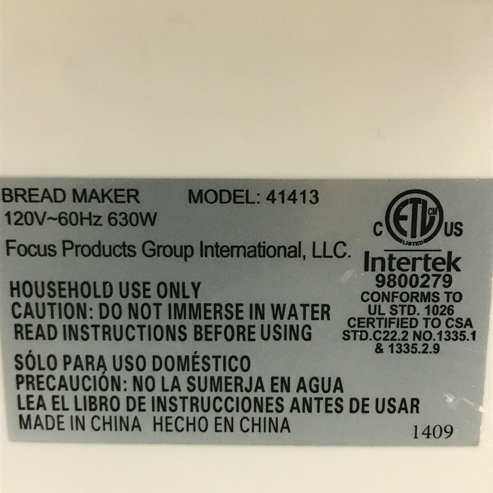 Paddle for West Bend Bread Maker Machine Model 41413 only